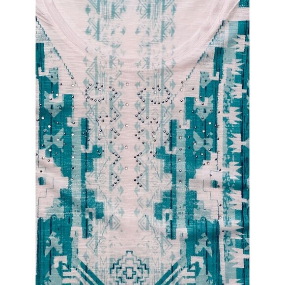 CATO WOMAN Size 18/20W Pullover Sleeveless Top Asymmetrical Hem Rhinestones EUC - Picture 4 of 7